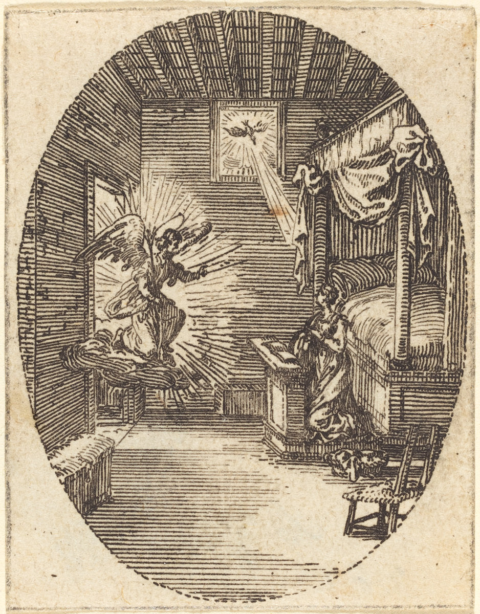 The Annunciation by Jacques Callot (French, 1592 - 1635), 16X12"(A3)Poster Print