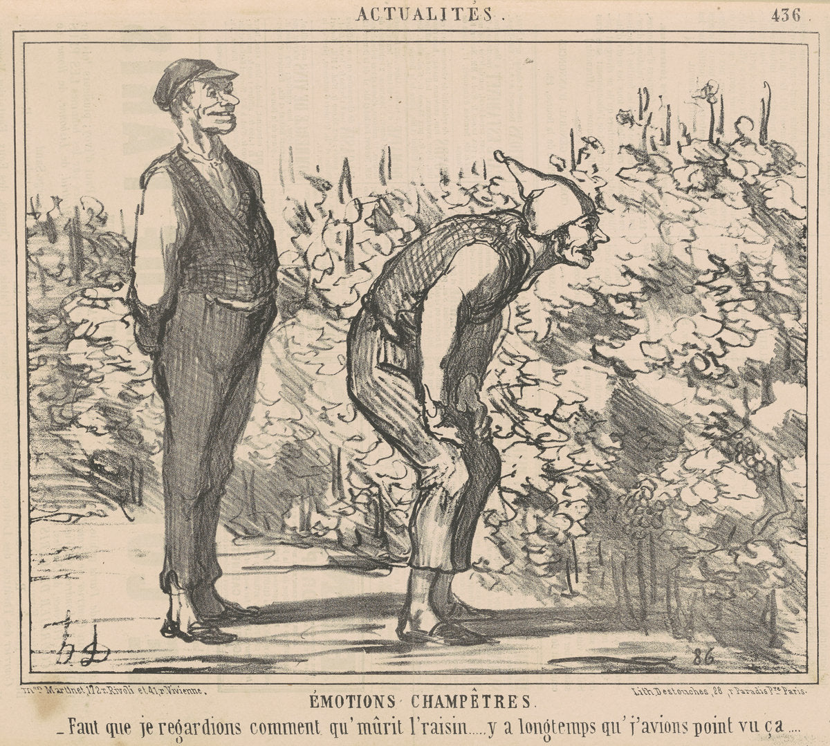 Faut que je egardions comment qu'murit l'raisin ... by Honoré Daumier (French, 1808 - 1879), 16X12"(A3)Poster Print