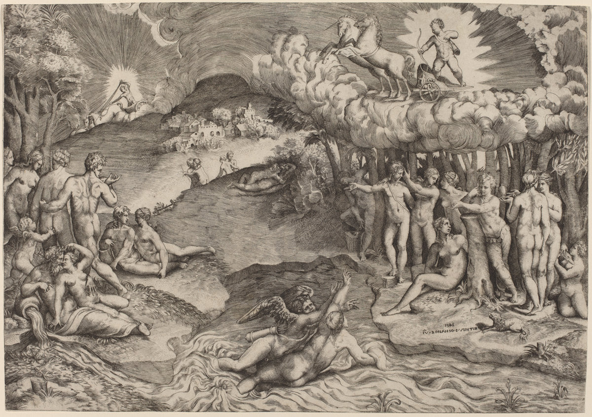 The Triumph of Love by Giulio Bonasone (Italian, c. 1498 - c. 1580), 16X12"(A3)Poster Print