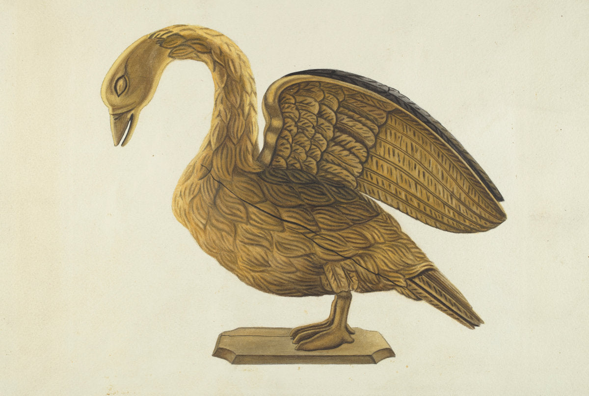Carved Goose by Sumner Merrill (American, active c. 1935), 16X12"(A3)Poster Print