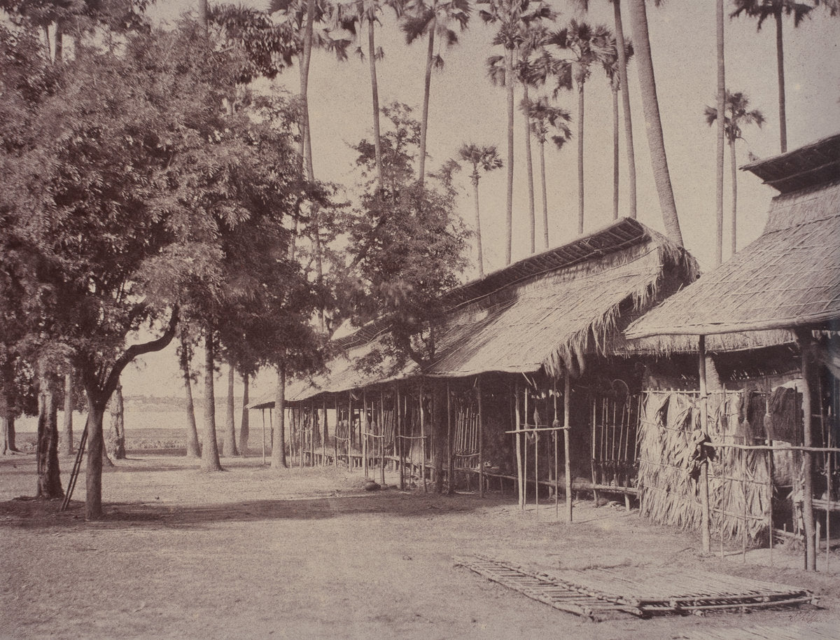Amerapoora: Barracks of the Burmese Guard by Linnaeus Tripe (British, 1822 - 1902), 16X12"(A3)Poster Print