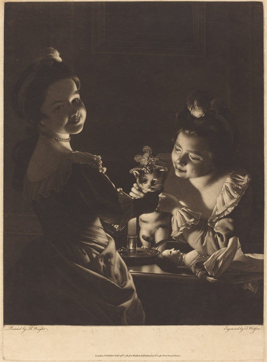 Miss Kitty Dressing by Thomas Watson after Joseph Wright (British, 1743 or 1748 - 1781), 16X12"(A3)Poster Print