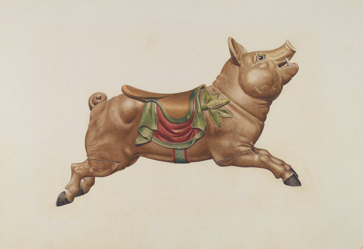 Carousel Pig by Henry Tomaszewski (American, 1918 - 1998), 16X12"(A3)Poster Print