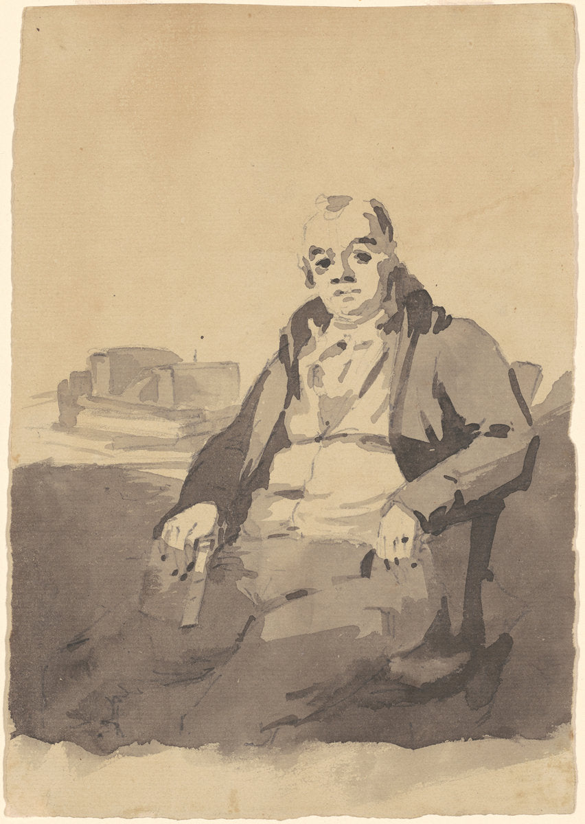 Man Holding a Book [recto] by Thomas Sully (American, born England, 1783 - 1872), 16X12"(A3)Poster Print