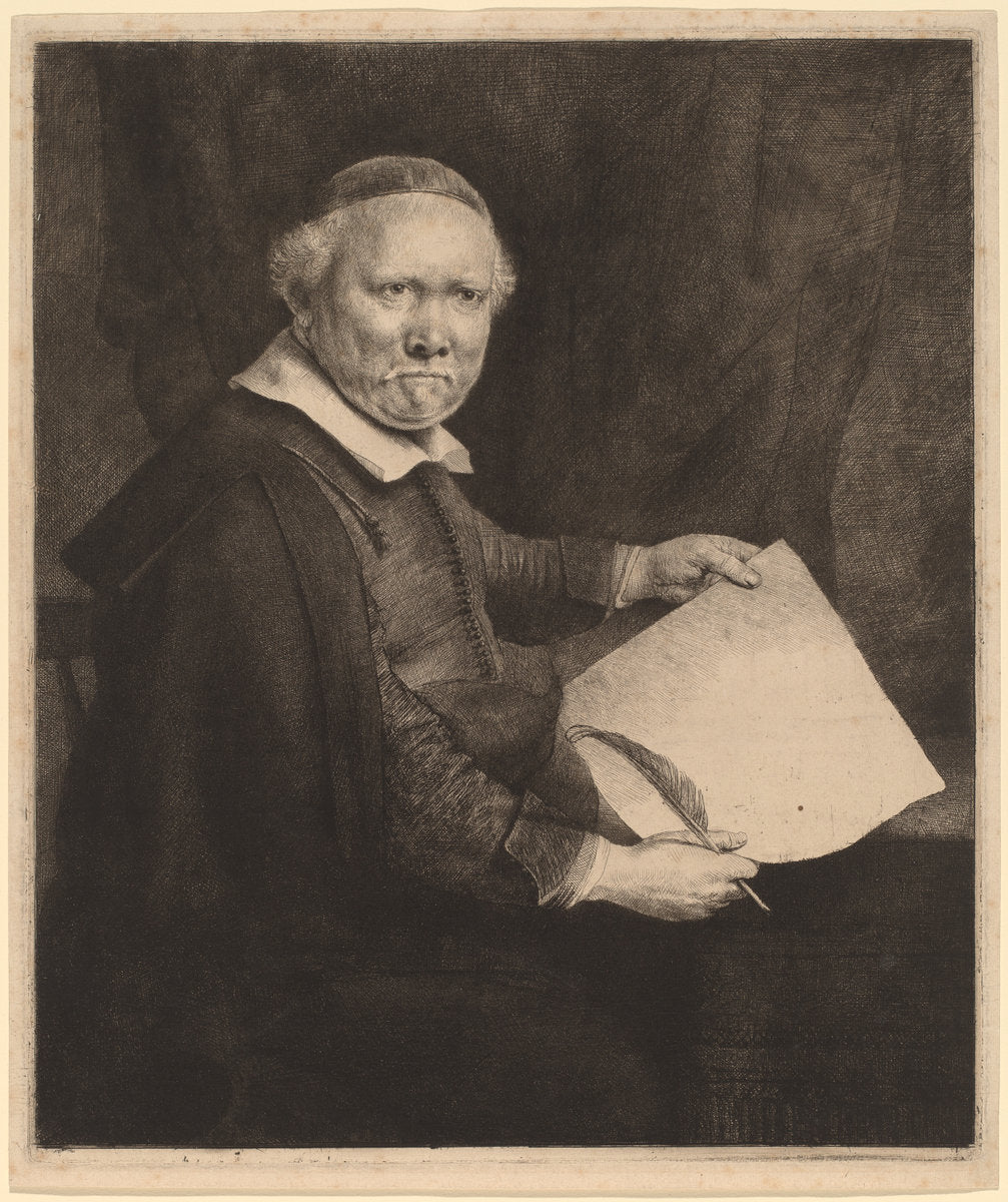 Lieven Willemsz van Coppenol: the Larger Plate by Rembrandt van Rijn (Dutch, 1606 - 1669), 16X12"(A3)Poster Print
