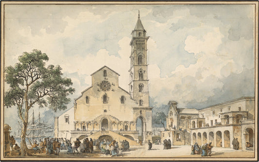 The Cathedral at Trani by Louis-Jean Desprez (French, 1743 - 1804), 16X12"(A3)Poster Print