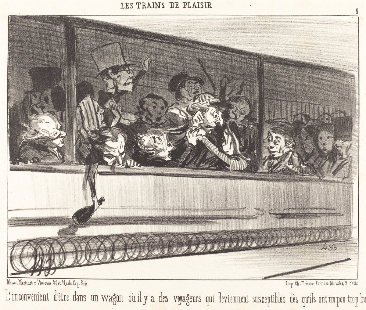 L'Inconvénient d'être dans un wagon... by Honoré Daumier (French, 1808 - 1879), 16X12"(A3)Poster Print