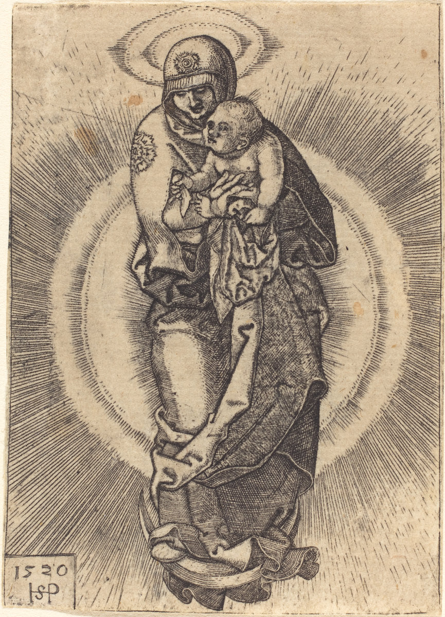 Madonna on the Half Moon by Sebald Beham (German, 1500 - 1550), 16X12"(A3)Poster Print