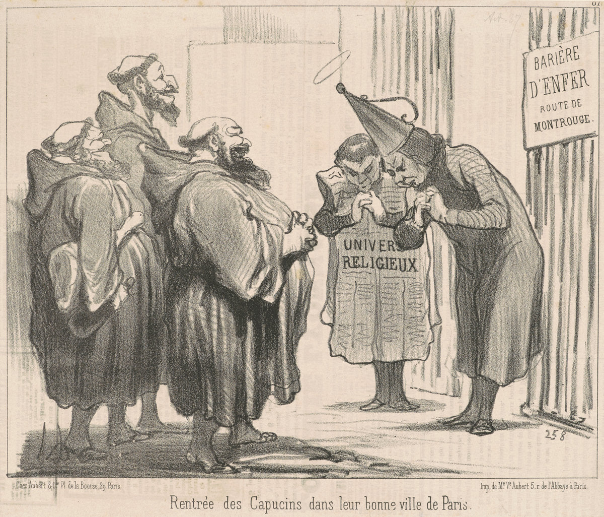 Rentrée des Capucins dans ... Paris by Honoré Daumier (French, 1808 - 1879), 16X12"(A3)Poster Print