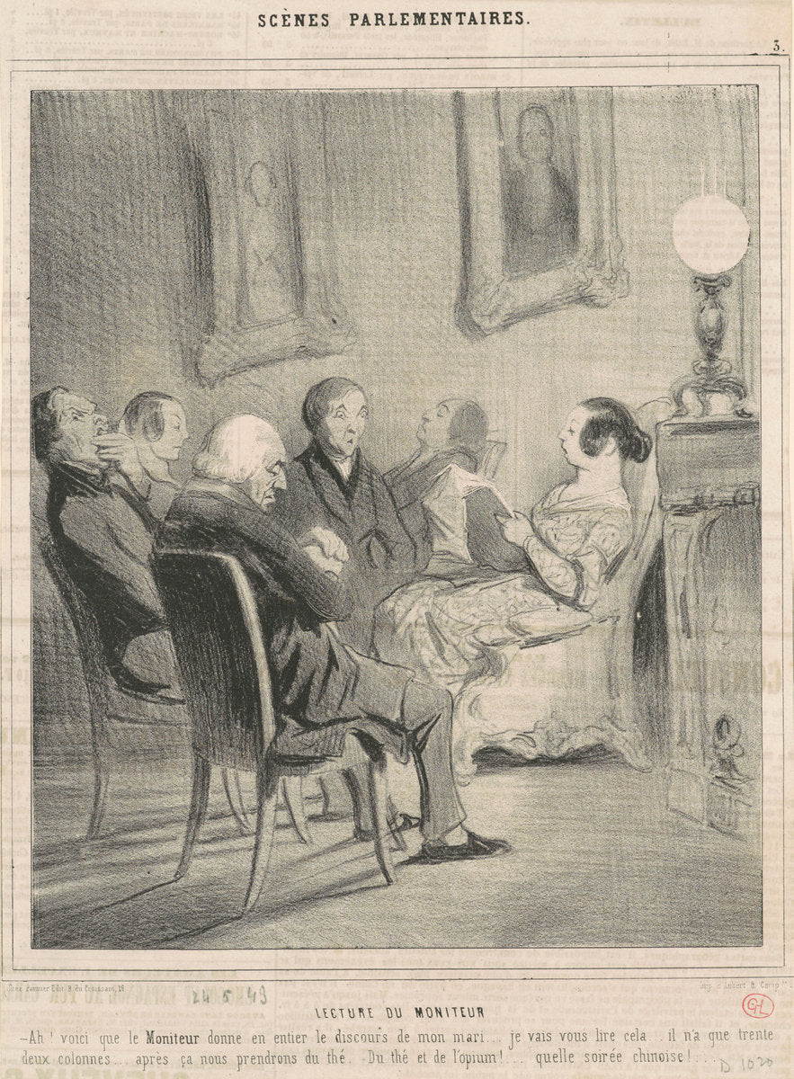 Lecteur du moniteur by Honoré Daumier (French, 1808 - 1879), 16X12"(A3)Poster Print