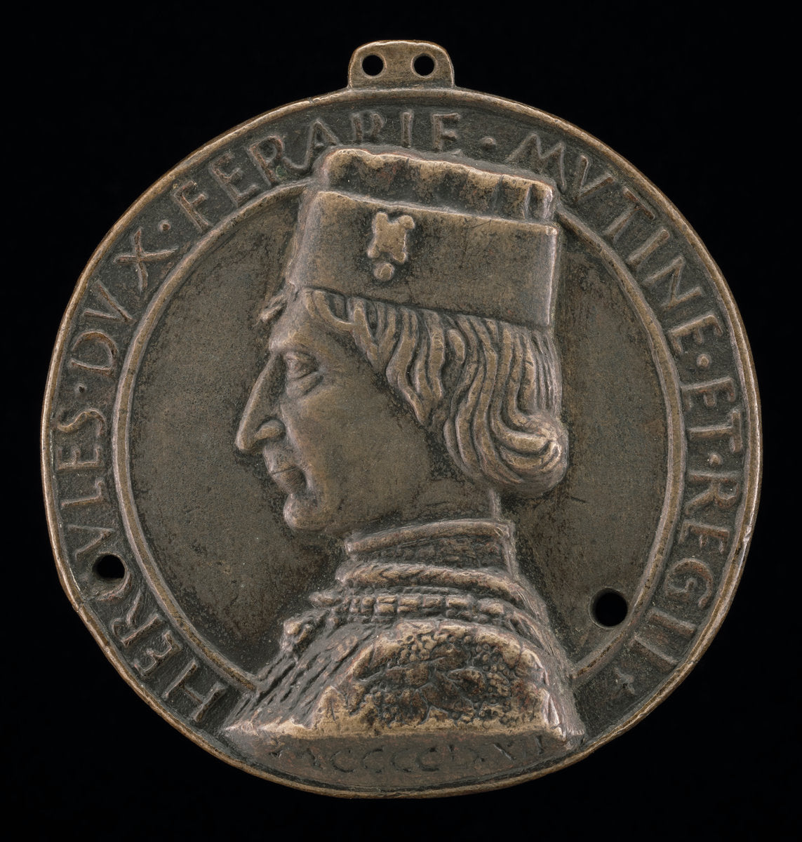 Ercole I d'Este, 1431-1505, Duke of Ferrara, Modena, and Reggio 1471 [obverse] by Lodovico Corradini (Italian, active c. 1472/1478), 16X12"(A3)Poster Print