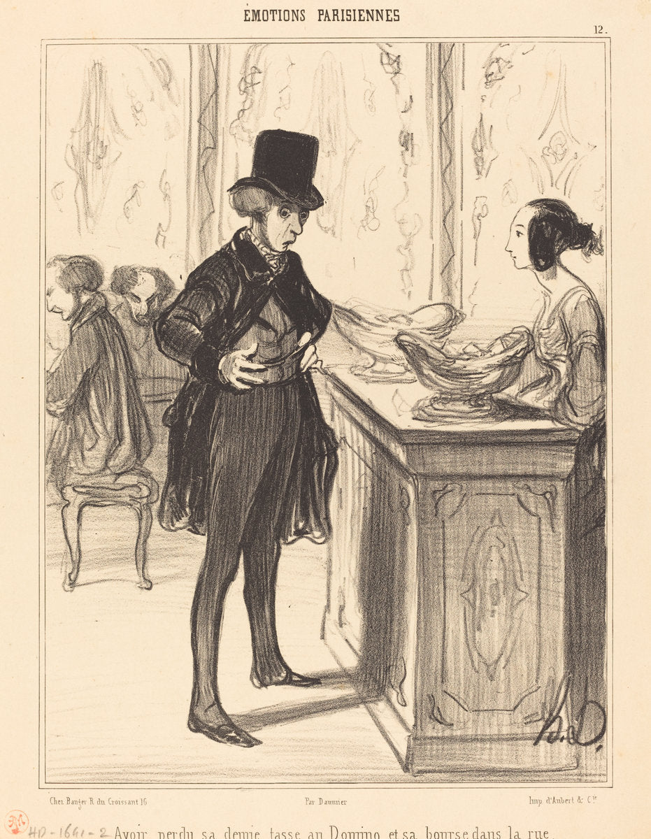 Avoir perdu sa demi-tasse au Domino et sa bourse dans la rue by Honoré Daumier (French, 1808 - 1879), 16X12"(A3)Poster Print
