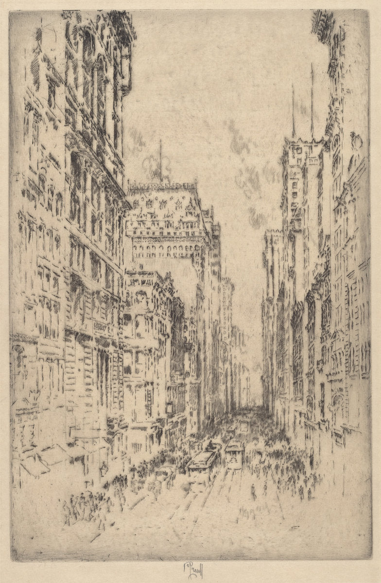 Lower Broadway by Joseph Pennell (American, 1857 - 1926), 16X12"(A3)Poster Print