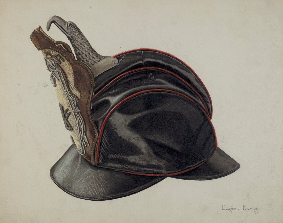 Fireman's Helmet by Eugene Bartz (American, active c. 1935), 16X12"(A3)Poster Print