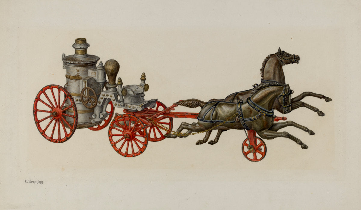 Toy Fire Engine by Charles Henning (American, active c. 1935), 16X12"(A3)Poster Print