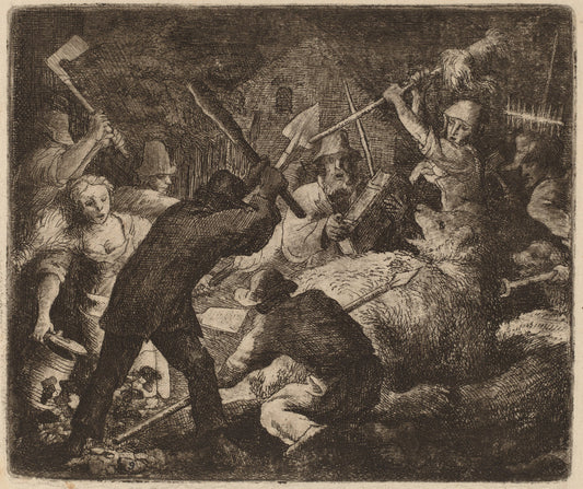 The Bear Assaulted by the Peasants by Allart van Everdingen (Dutch, 1621 - 1675), 16X12"(A3)Poster Print