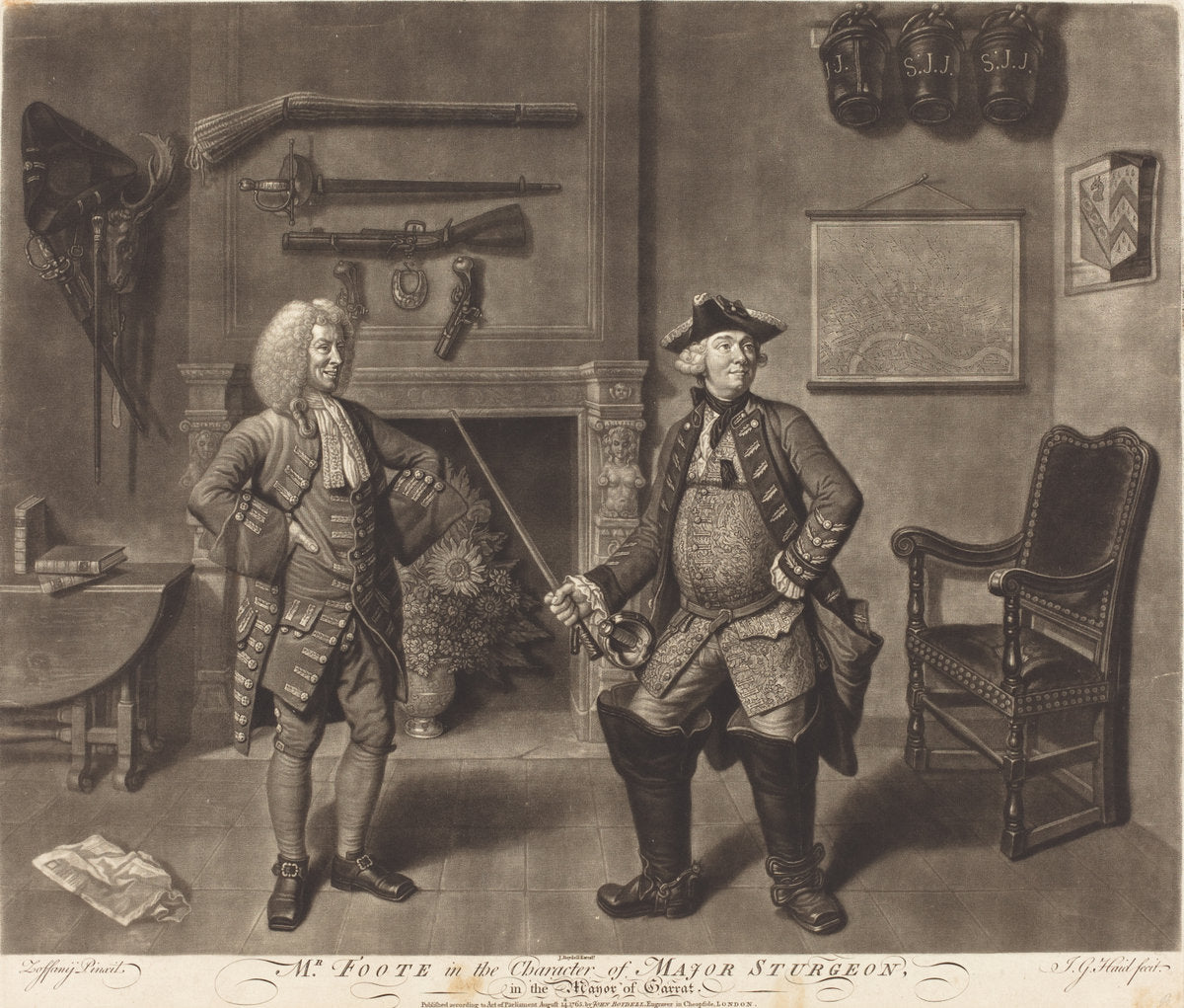 Mr. Foote in the Character of Major Sturgeon, in the Mayor of Garrat by Johann Gottfried Haid after Johann Zoffany (German, 1710 - 1776), 16X12"(A3)Poster Print