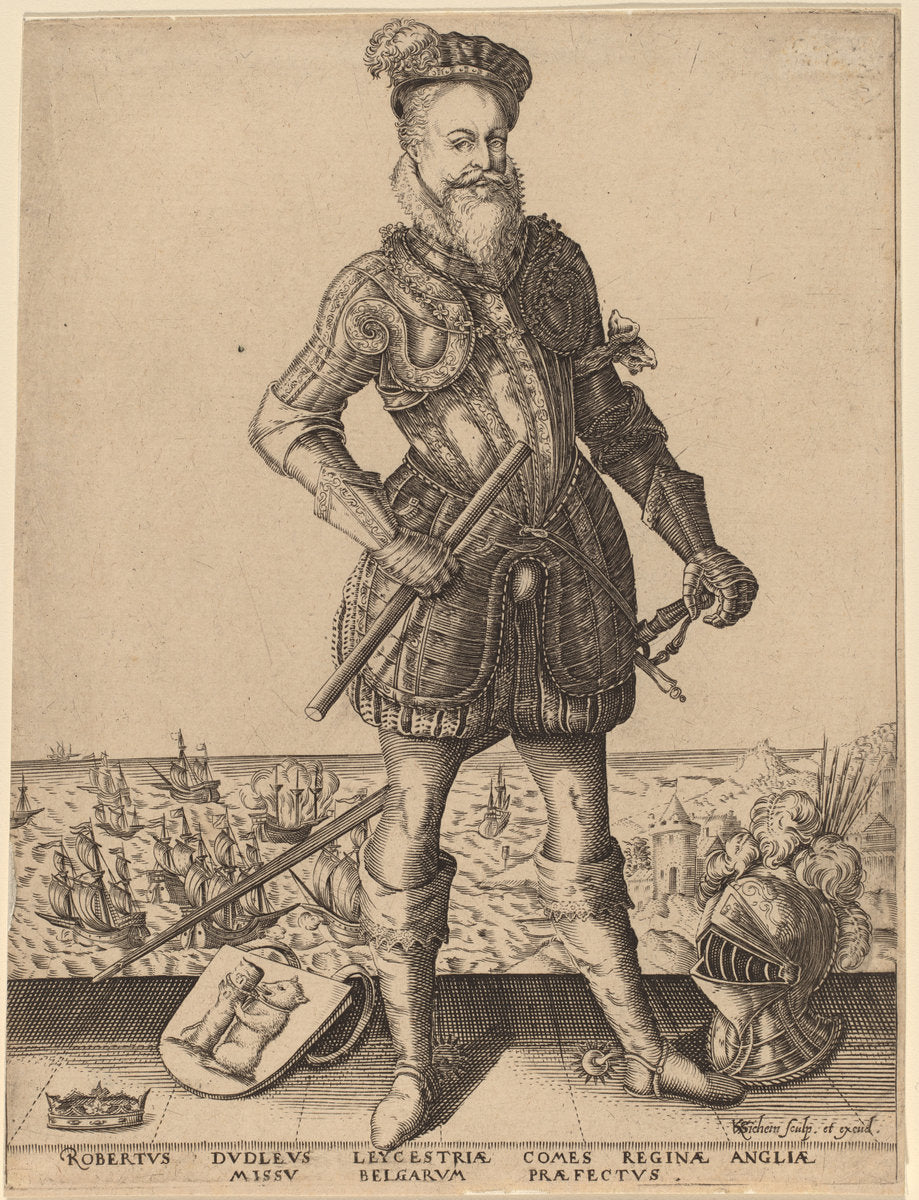 Robert Dudley, Earl of Leicester by Karel van Sichem after Christoffel van Sichem I (Dutch, c. 1575 - active 1604), 16X12"(A3)Poster Print
