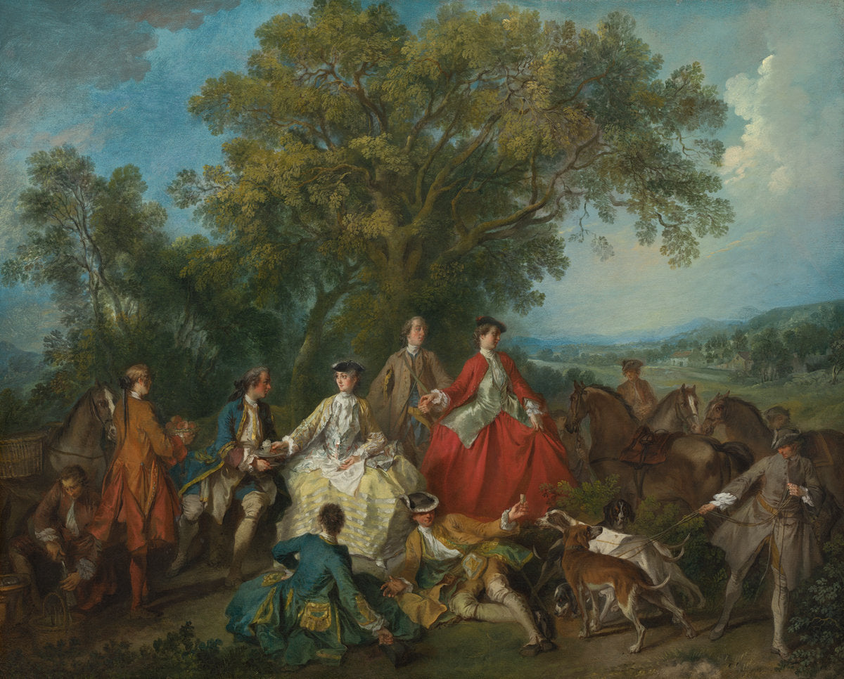 Picnic after the Hunt by Nicolas Lancret (French, 1690 - 1743), 16X12"(A3)Poster Print