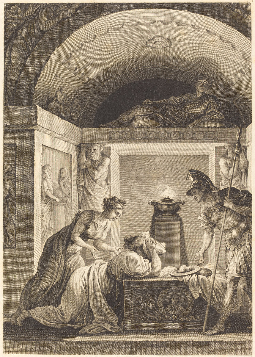 La matrone d'Ephese by Jean-Louis Delignon and Antoine-Jean Duclos after Jean-Honoré Fragonard (French, 1755 - c. 1804), 16X12"(A3)Poster Print