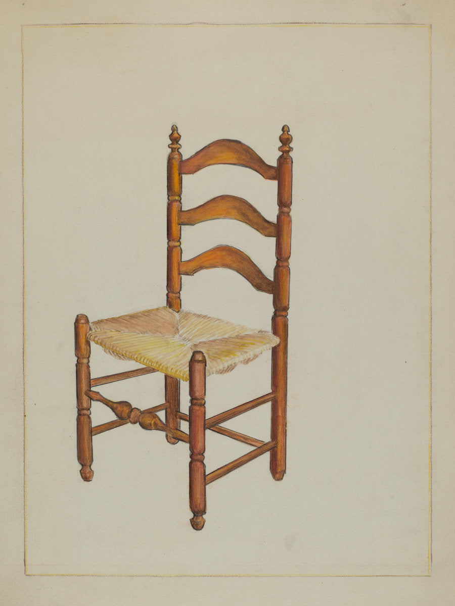 Straw Bottom Chair by George Nelson (American, 1887 - 1978), 16X12"(A3)Poster Print