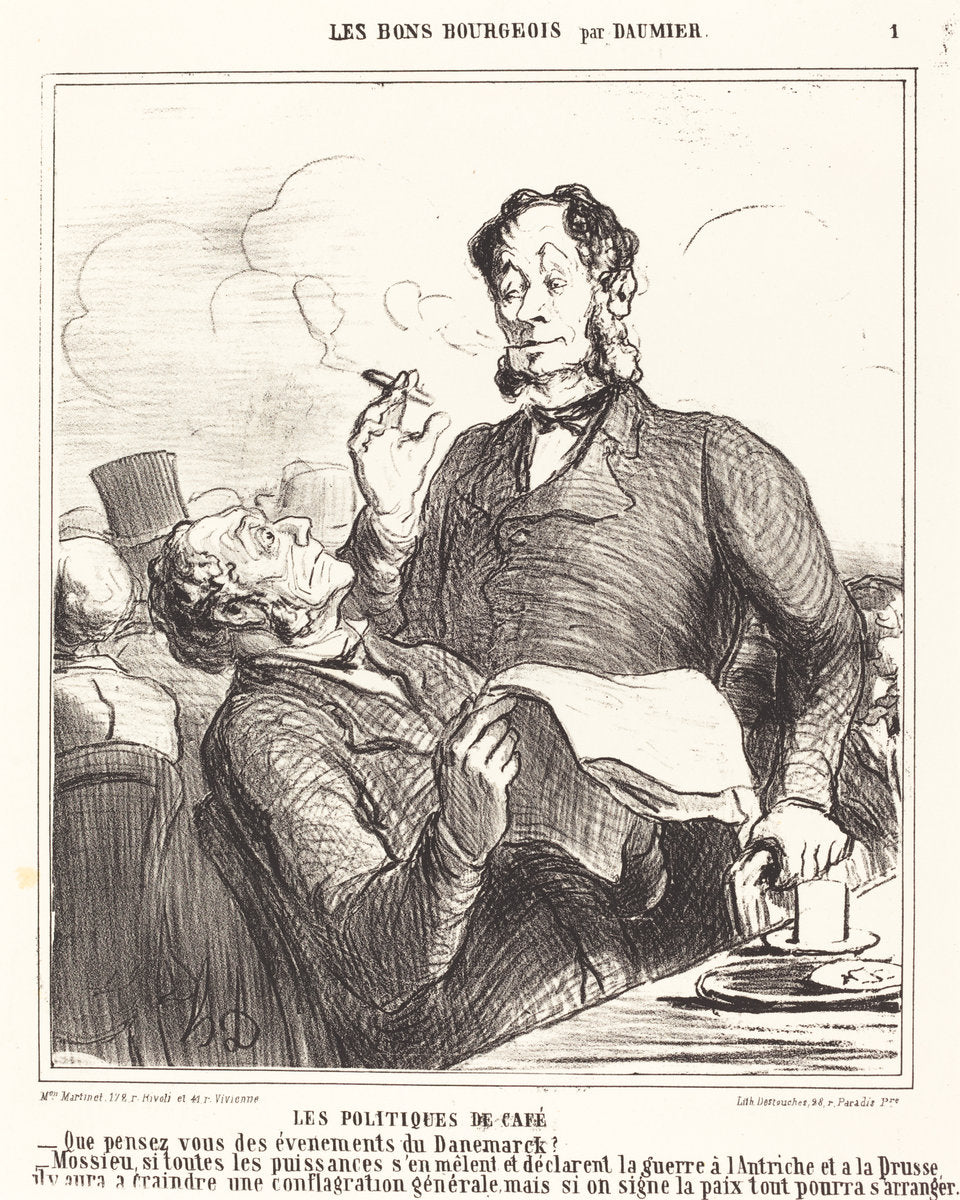 Les Politiques de café by Honoré Daumier (French, 1808 - 1879), 16X12"(A3)Poster Print