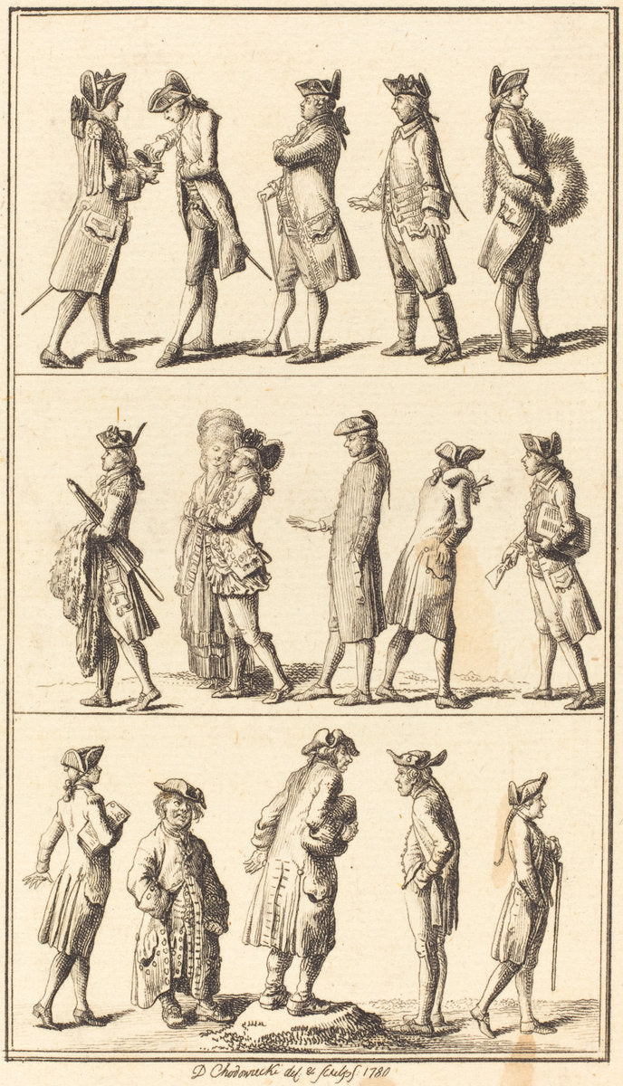 Servants by Daniel Nikolaus Chodowiecki (German, 1726 - 1801), 16X12"(A3)Poster Print