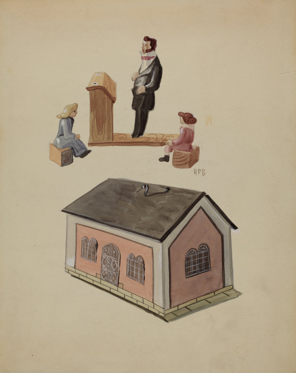 Toy School House by Raoul Du Bois (American, active c. 1935), 16X12"(A3)Poster Print