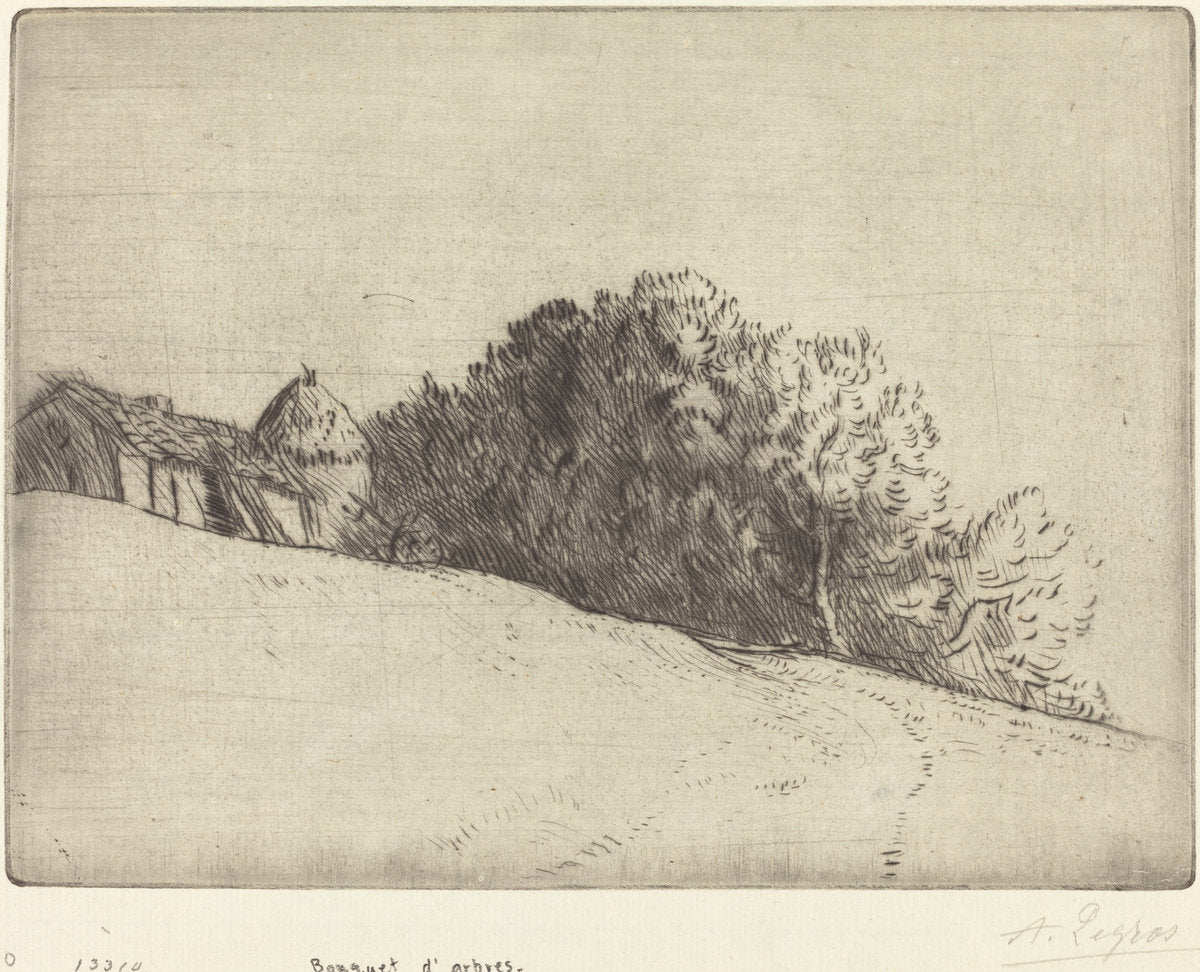 Stand of Trees (Bouquet d'arbres) by Alphonse Legros (French, 1837 - 1911), 16X12"(A3)Poster Print