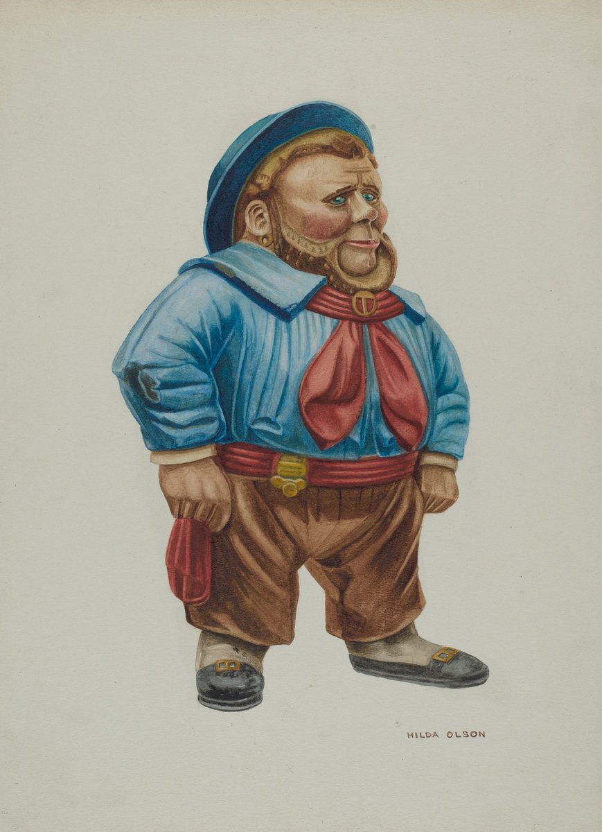 Cigar Store Figure "Sailor" by Hilda Olson (American, active c. 1935), 16X12"(A3)Poster Print