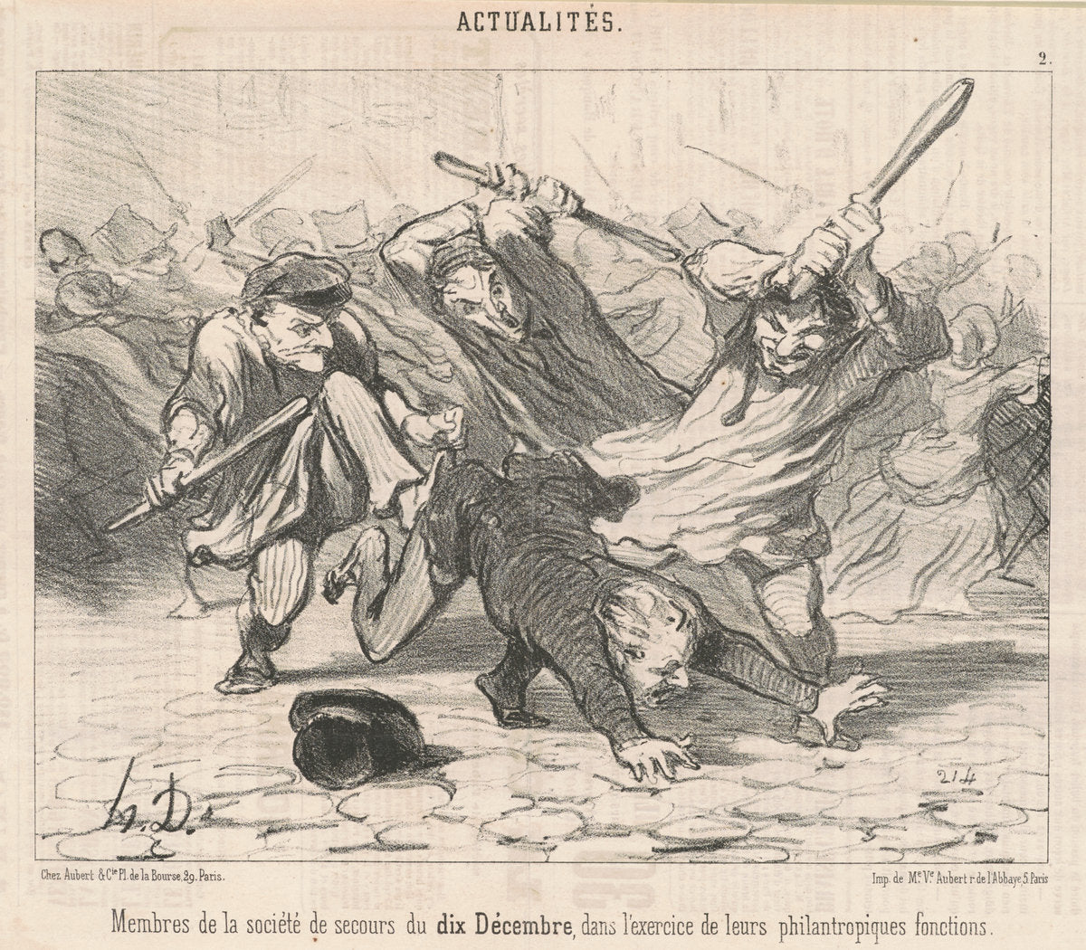 Membres de la société de secours du Dix-Décembre ... by Honoré Daumier (French, 1808 - 1879), 16X12"(A3)Poster Print