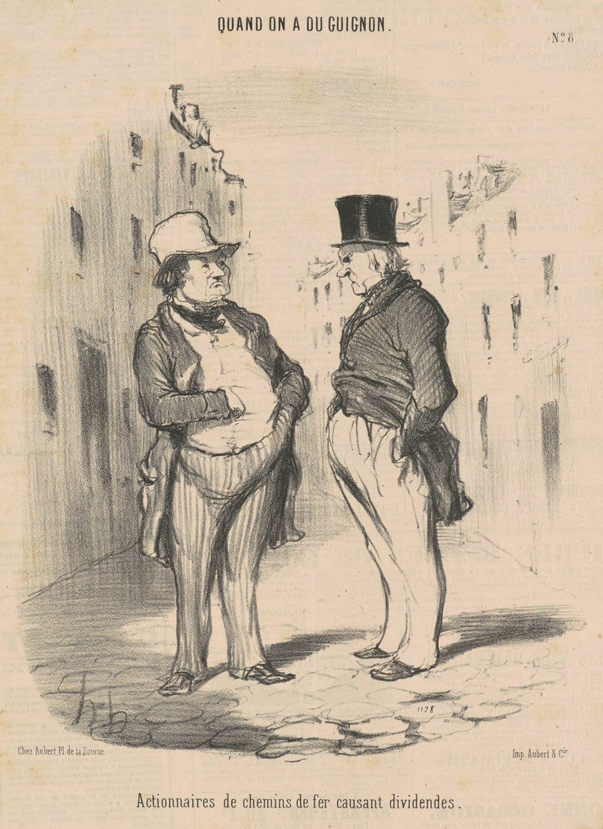 Actionnaires de chemins de fer causant dividendes by Honoré Daumier (French, 1808 - 1879), 16X12"(A3)Poster Print