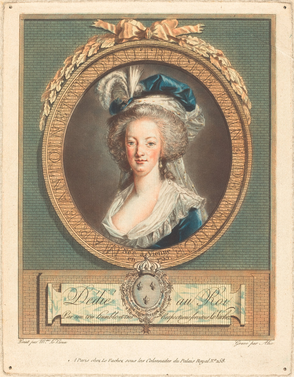 Queen Marie-Antoinette by Pierre-Michel Alix after Élisabeth-Louise Vigée Le Brun (French, 1762 - 1817), 16X12"(A3)Poster Print