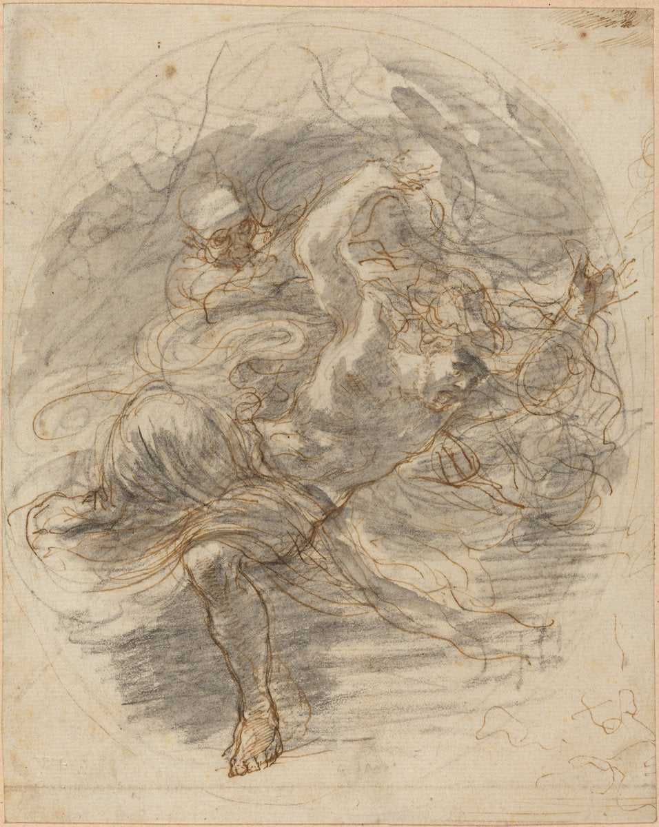 A Young Man Pursued by Death by Stefano Della Bella (Florentine, 1610 - 1664), 16X12"(A3)Poster Print