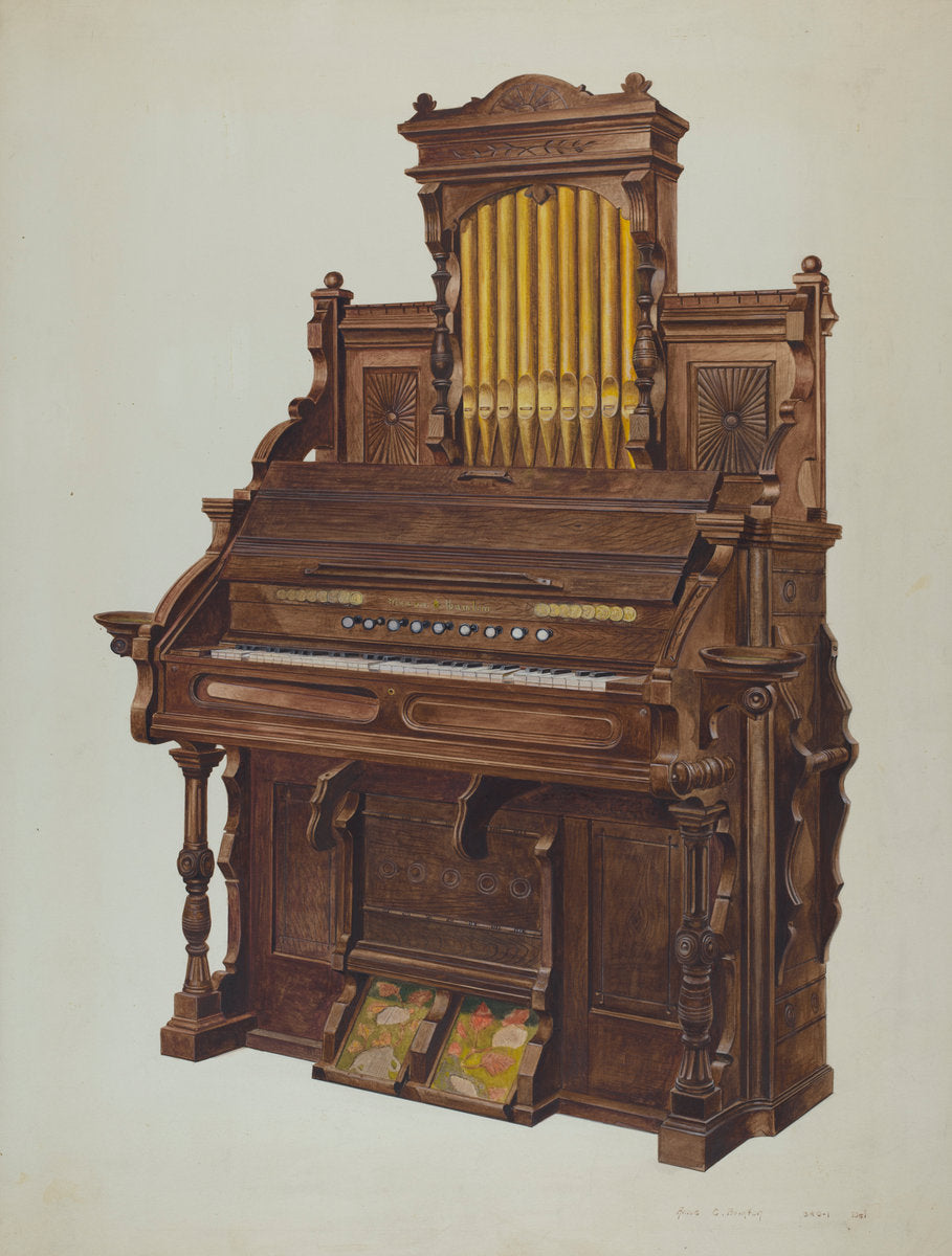Church Organ by Amos C. Brinton (American, 1888 - 1982), 16X12"(A3)Poster Print