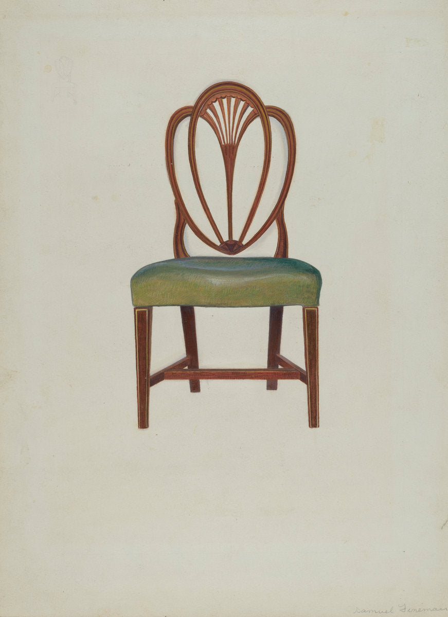 Hepplewhite Chair by Samuel Fineman (American, active c. 1935), 16X12"(A3)Poster Print