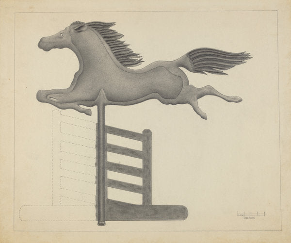 Horse Weather Vane by Filippo Porreca (American, active c. 1935), 16X12"(A3)Poster Print