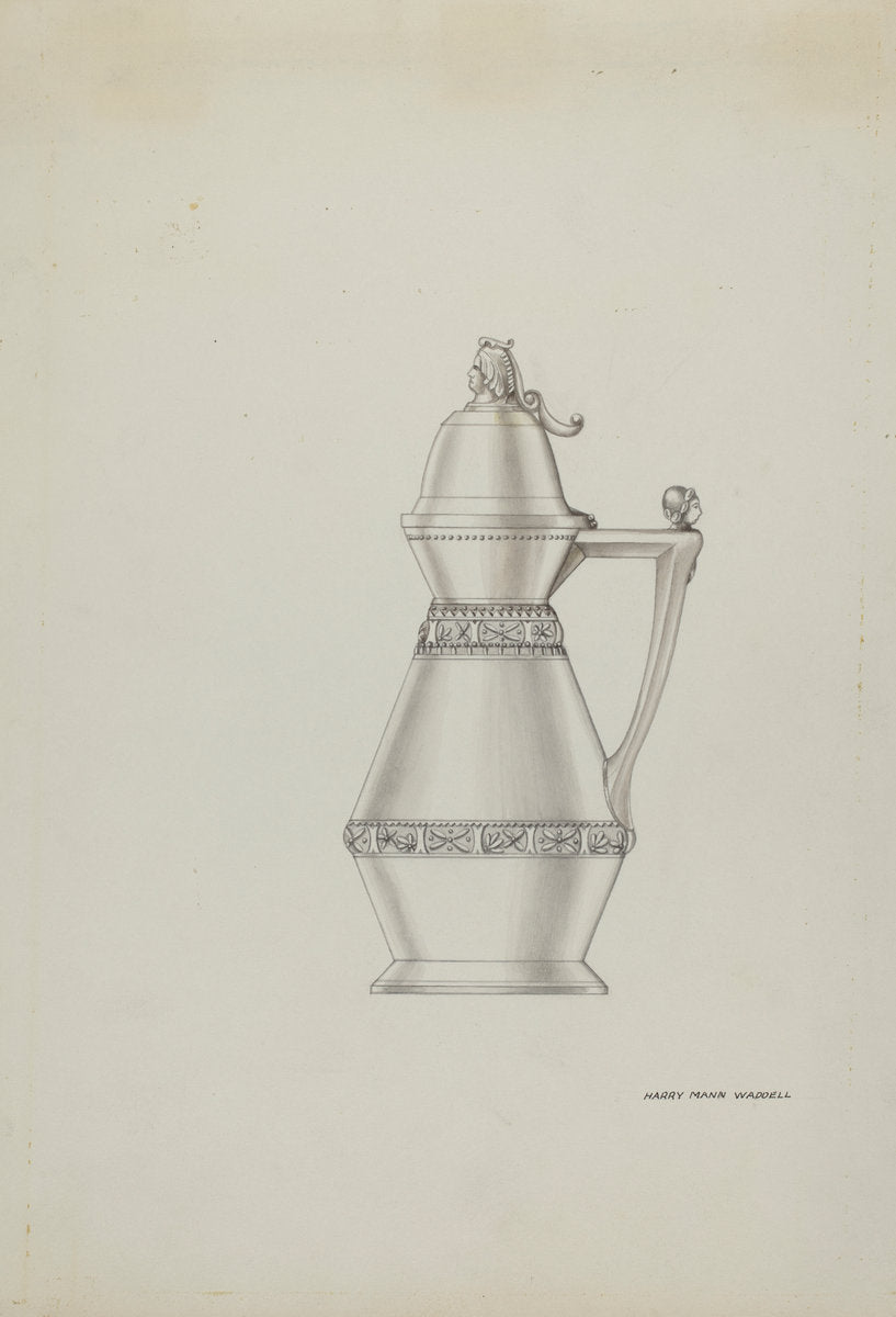 Pewter Syrup Jar by Harry Mann Waddell (American, active c. 1935), 16X12"(A3)Poster Print