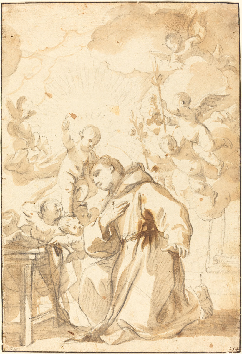 Saint Anthony of Padua by Luca Giordano (Neapolitan, 1634 - 1705), 16X12"(A3)Poster Print