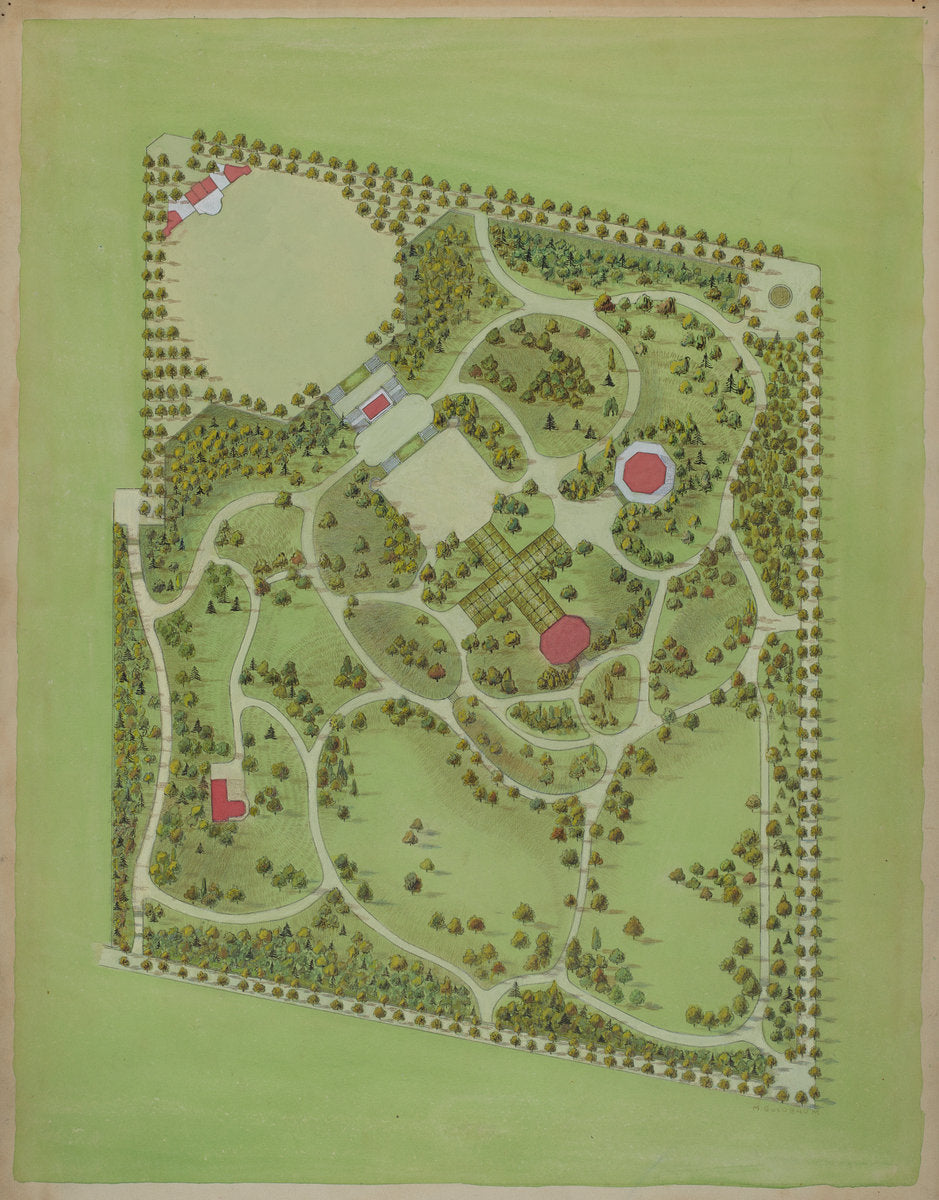 Washington Park by Meyer Goldbaum (American, active c. 1935), 16X12"(A3)Poster Print