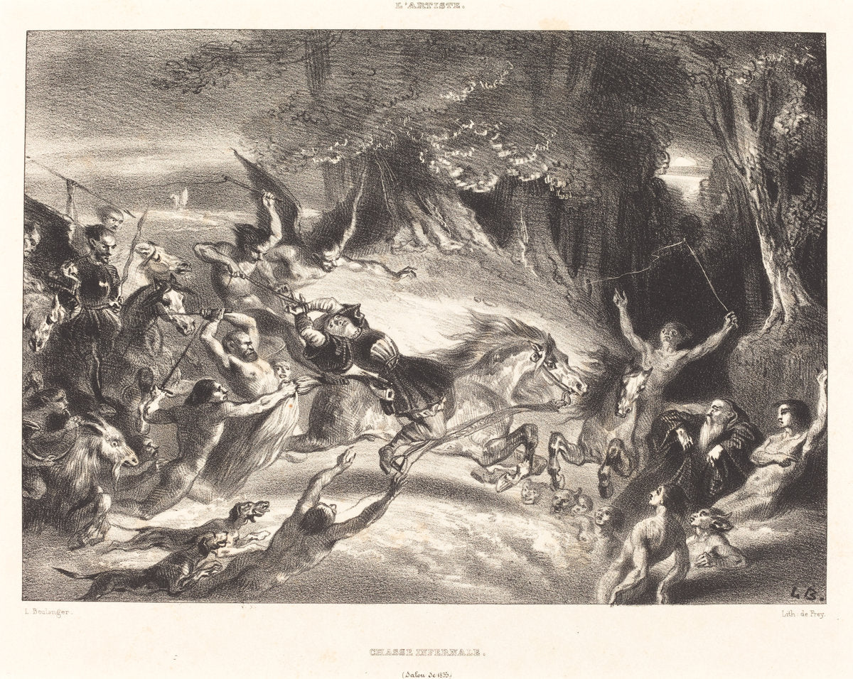 Chasse Infernale by Louis-Candide Boulanger (French, 1806 - 1867), 16X12"(A3)Poster Print