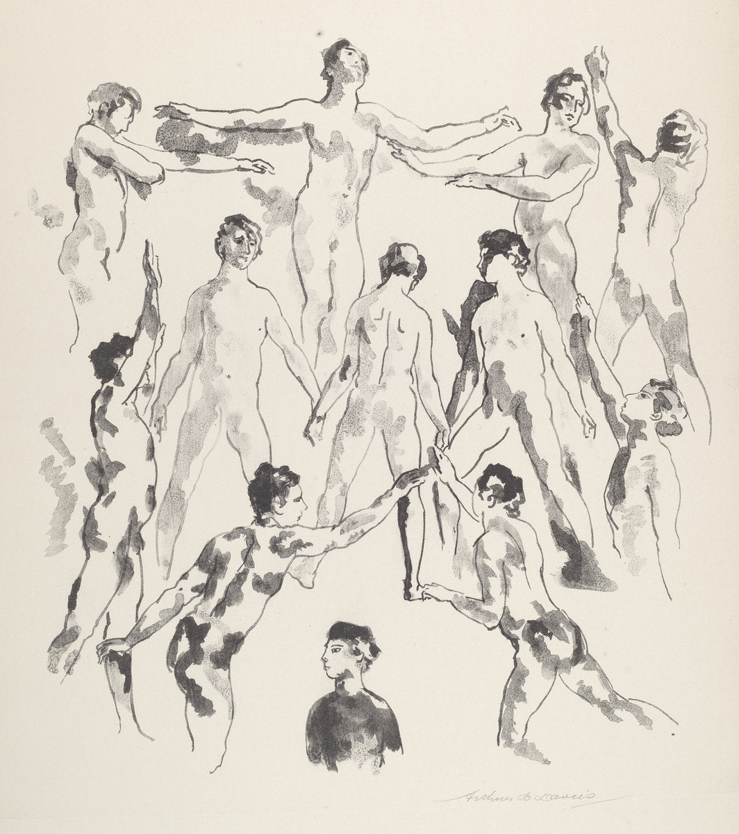 Twelve Men by Arthur B. Davies (American, 1862 - 1928), 16X12"(A3)Poster Print
