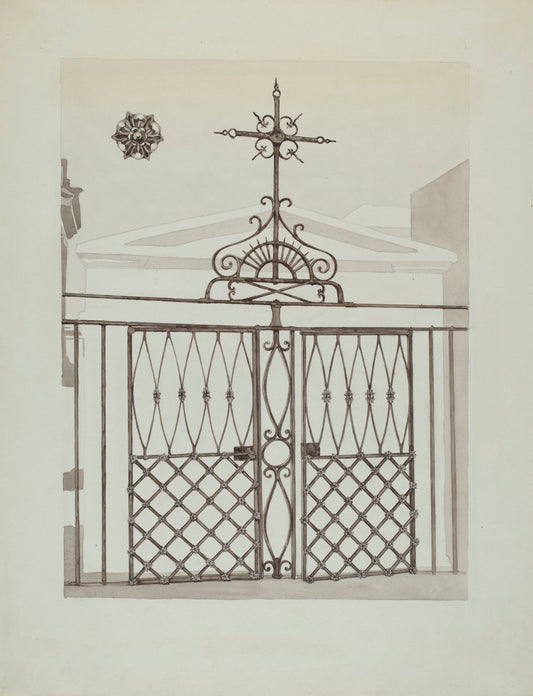 Cast and Wrought Iron Fence by Arelia Arbo (American, active c. 1935), 16X12"(A3)Poster Print
