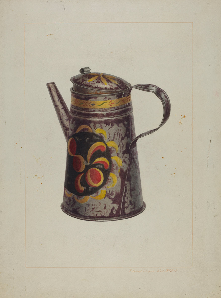 Toleware Coffee Pot by Edward L. Loper (American, born 1916), 16X12"(A3)Poster Print