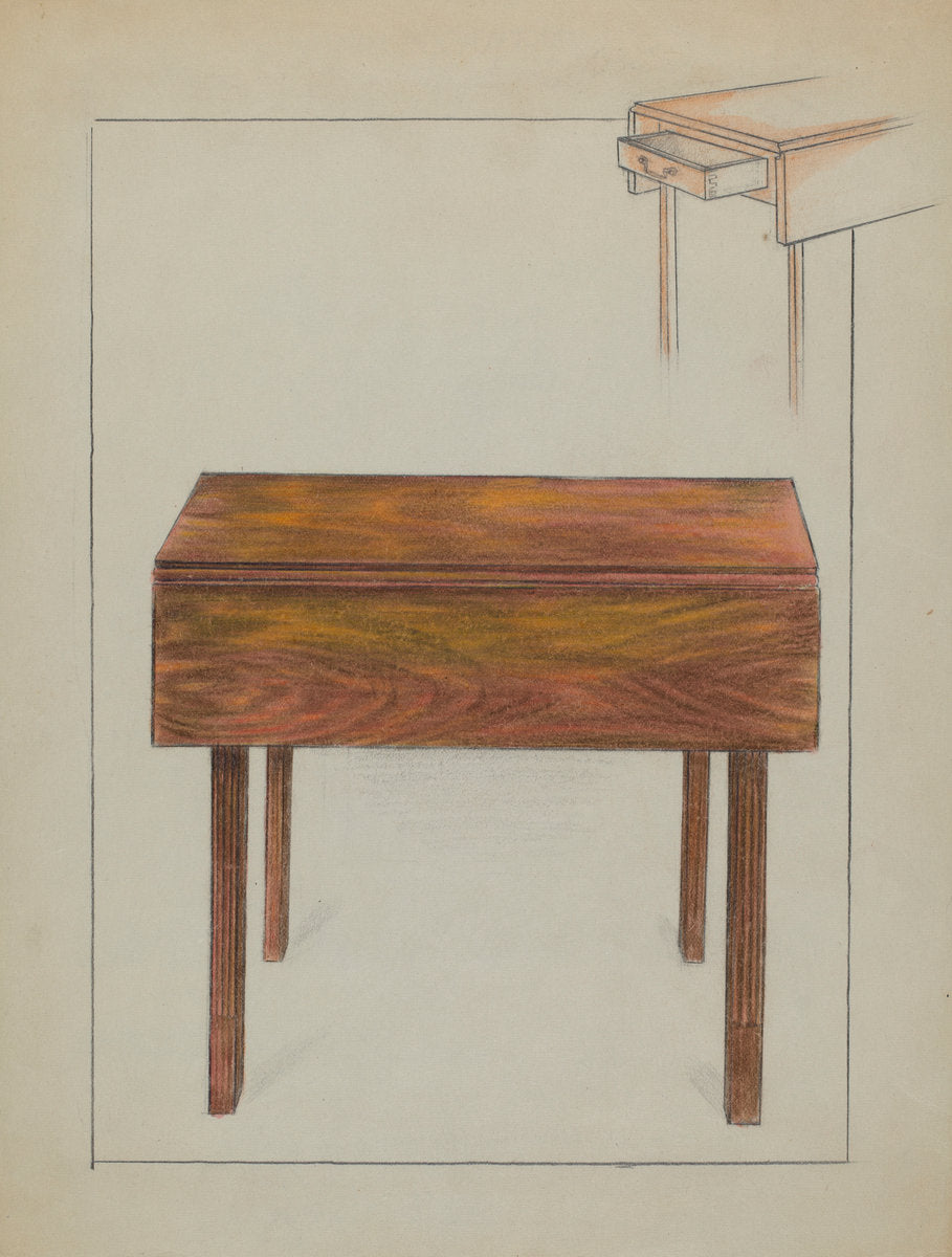Drop Leaf Table by Ruth Bialostosky (American, active c. 1935), 16X12"(A3)Poster Print