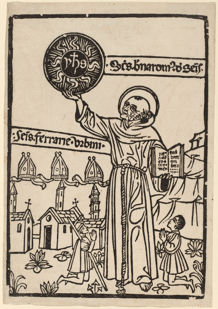 1470/1480 by Italian 15th Century (Saint Bernardino of Siena), 16X12"(A3)Poster Print