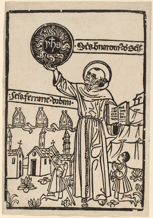 1470/1480 by Italian 15th Century (Saint Bernardino of Siena), 16X12"(A3)Poster Print