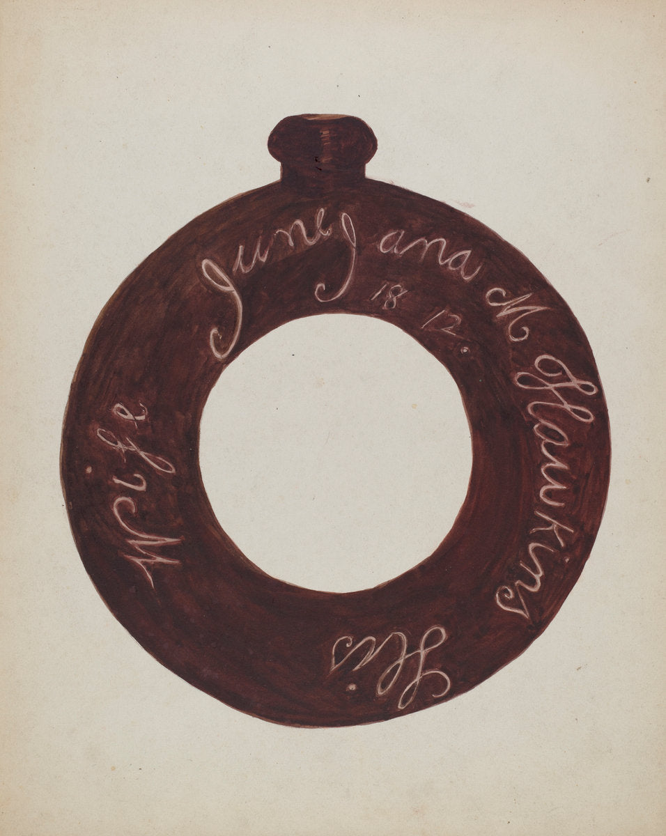 Pottery Bottle by Willoughby Ions (American, active c. 1935), 16X12"(A3)Poster Print