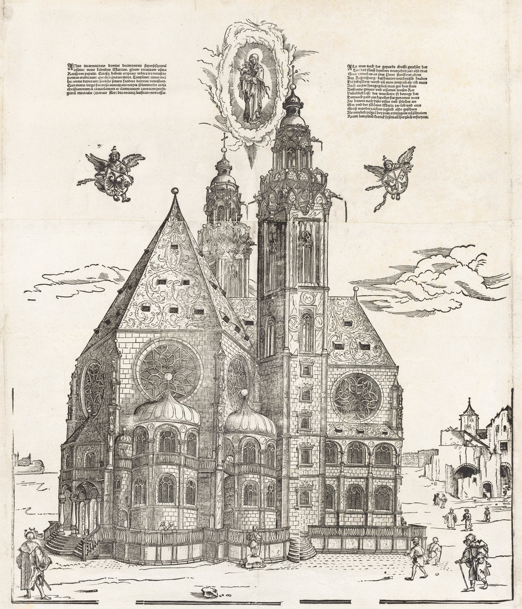 The New Church of the Beautiful Virgin at Regensburg by Michael Ostendorfer (German, c. 1490 - 1559), 16X12"(A3)Poster Print