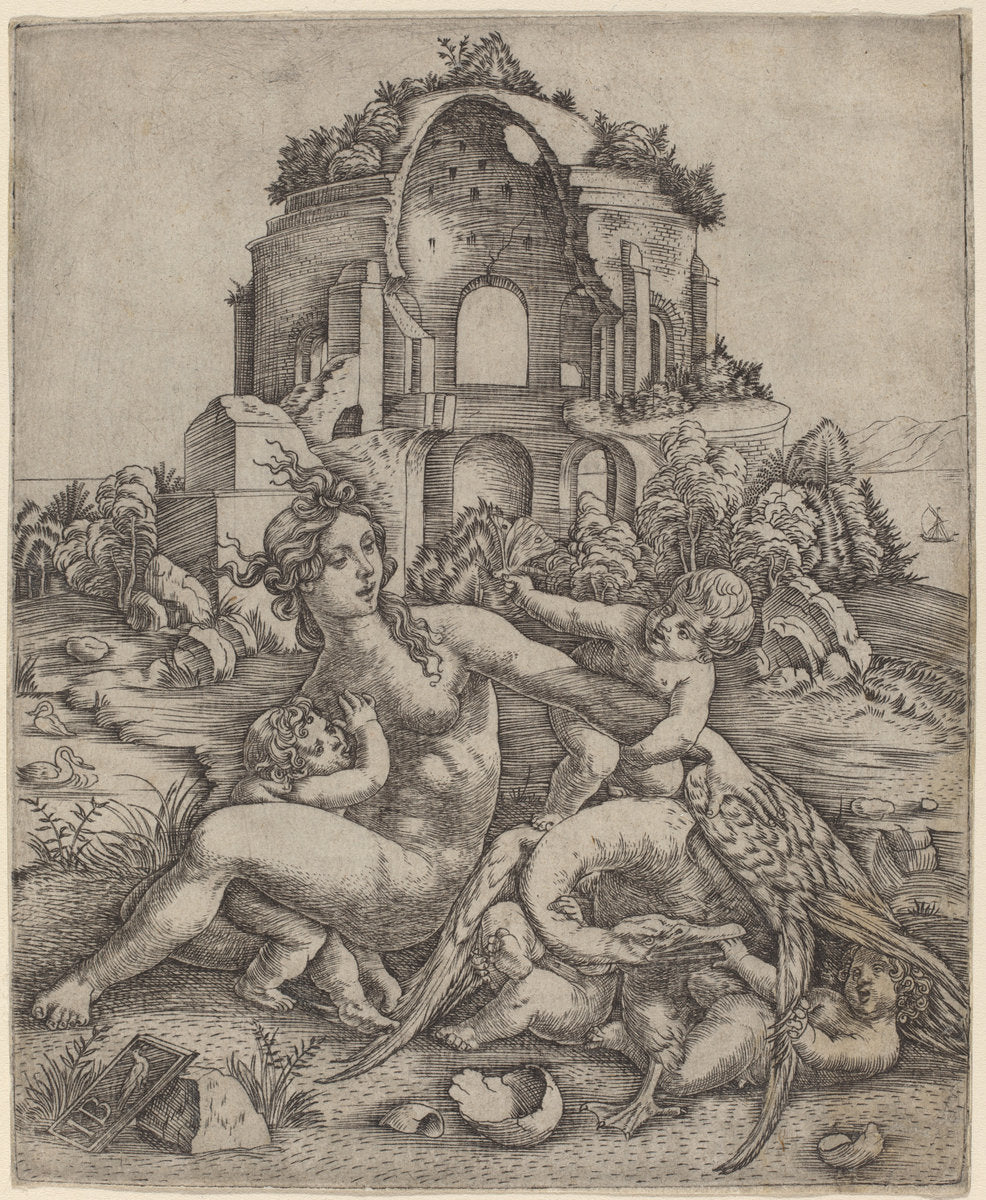 Leda and the Swan by Giovanni Battista Palumba (Italian, active first quarter 16th century), 16X12"(A3)Poster Print